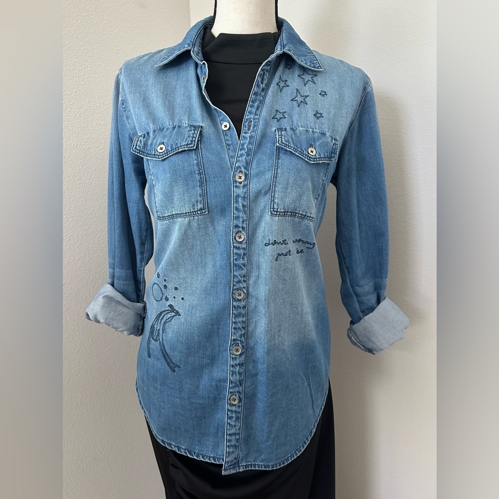 Bebe denim button up shirt. Size S